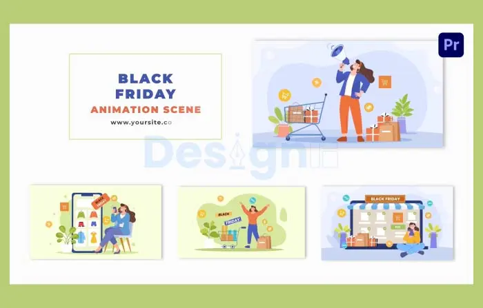 Stunning Black Friday Sale Marketing Flat Character Animation Scene